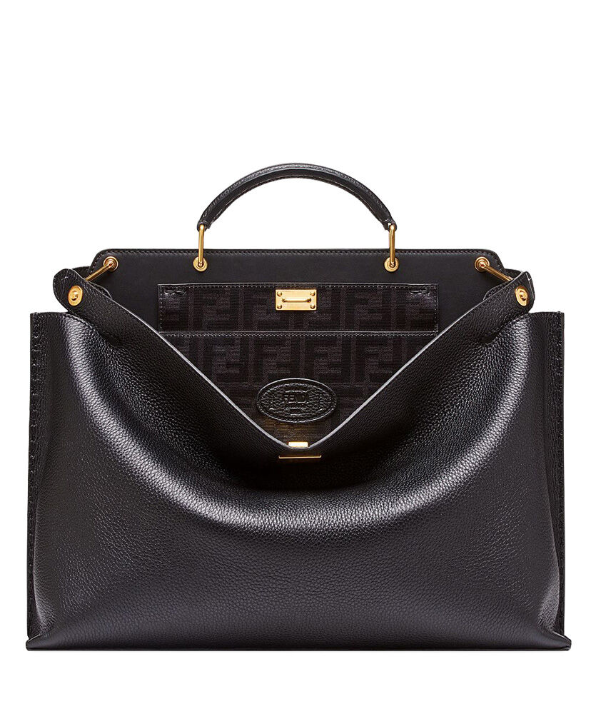 Fendi Peekaboo Iconic Essential Calf Leather Bag 7VA476 Black